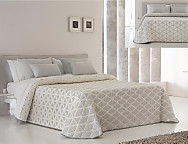 Colcha Piqué Jacquard Reversible Nilo color Beige o Gris