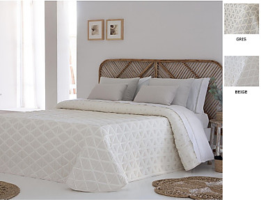 JVR - Colcha Piqué Jacquard Reversible Nilo color Beige o Gris