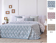 Colcha Jacquard reversible Palos color Beige, Rosa o Turquesa