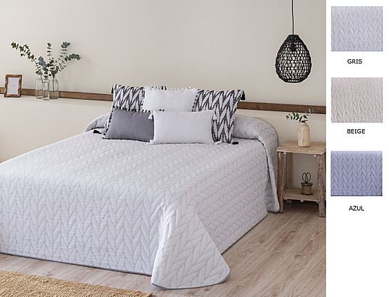 Confecciones Paula - Colcha Jacquard Espiga color Azul, Beige o Gris