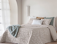 Edredón Jacquard Cartes con fundas de cojín color 01 Gris o 02 Beige