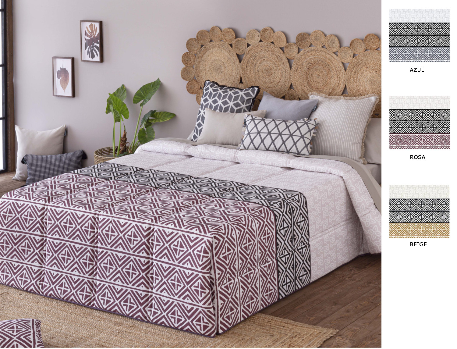 Confecciones Paula Edredón Conforter Mijas color Azul, Beige o Rosa