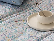 Edredón estampado Olvera con funda/s de cojín color 01 Azul