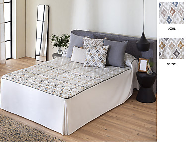 Confecciones Paula - Colcha edredón Toledo con cojín incluído color Azul o Beige