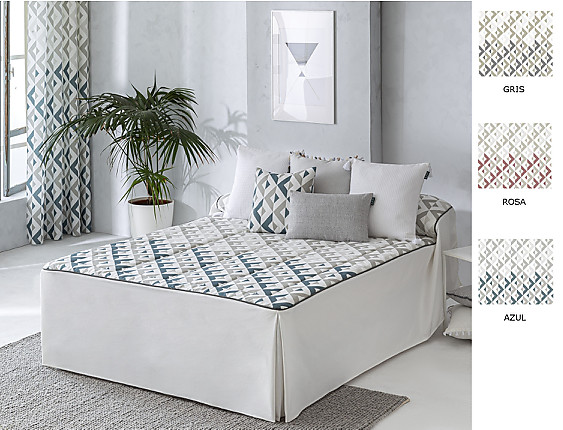 Confecciones Paula - Colcha edredón Murcia con cojín incluído color Gris o Rosa