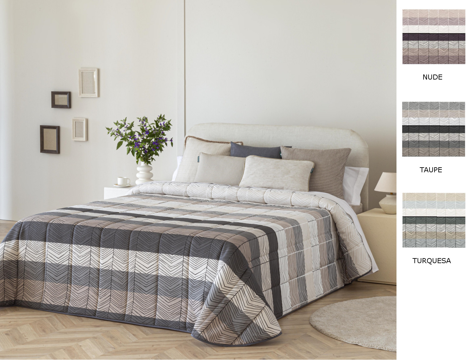 Confecciones Paula Edredón bouti Dover doble relleno (200 gr) color Nude, Taupé o Turquesa