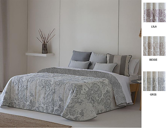 Confecciones Paula - Edredón Sherpa Isaba color Beige, Gris o Lila