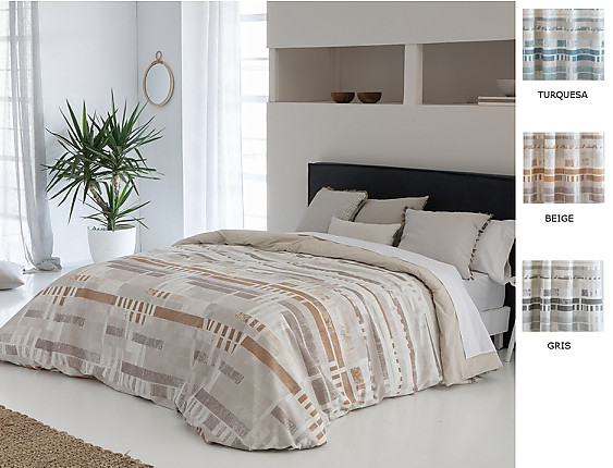 Confecciones Paula - Funda nórdica Beret color Beige, Gris o Turquesa
