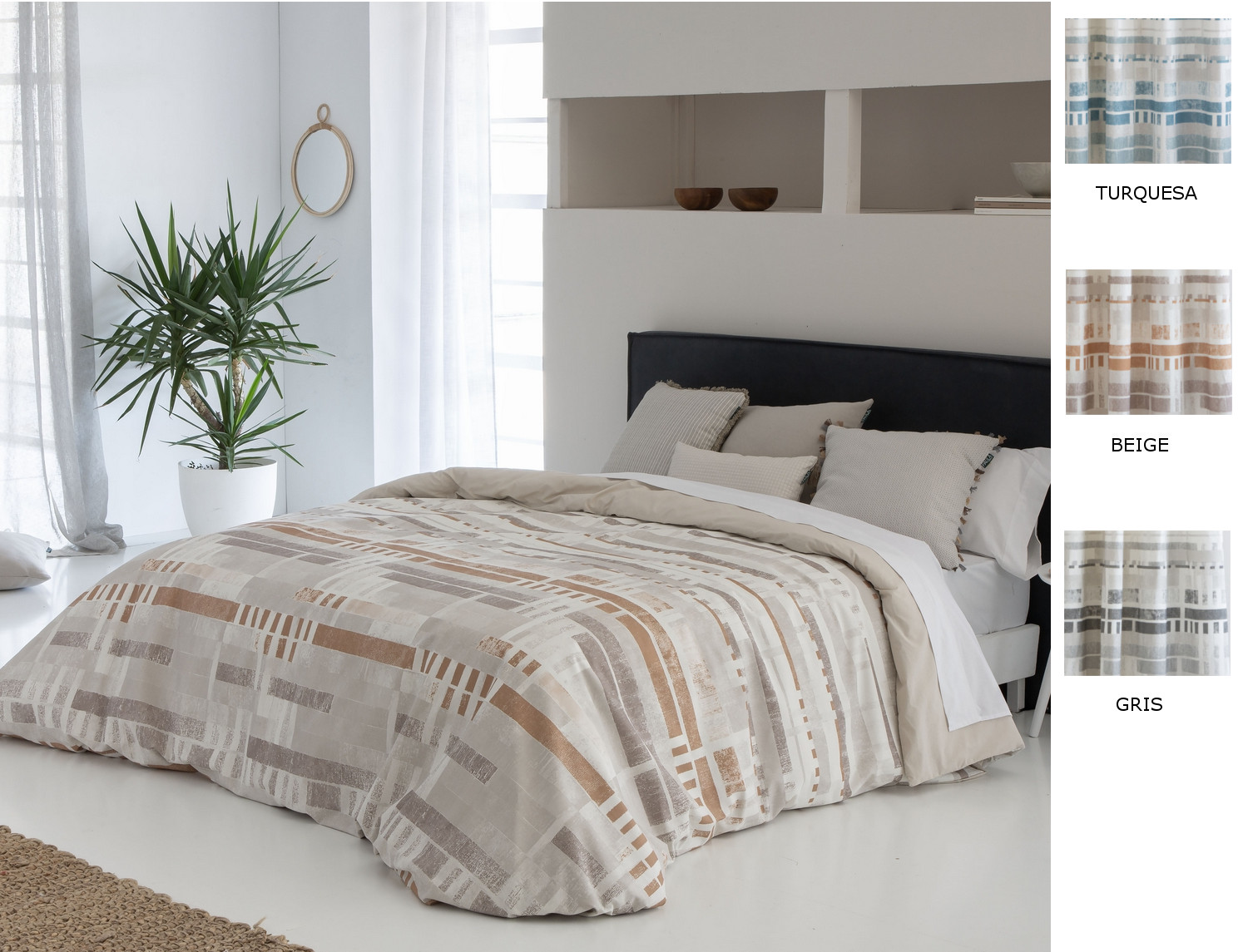 Confecciones Paula Funda nórdica Beret color Beige, Gris o Turquesa