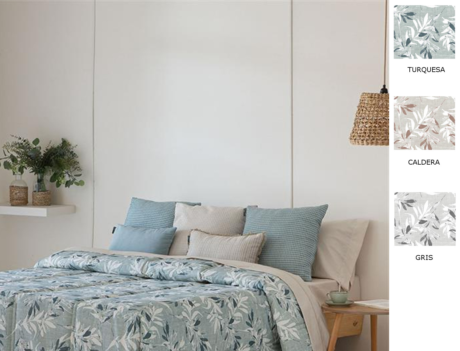 Confecciones Paula Edredón Ajustable Arties color Caldera, Gris o Turquesa