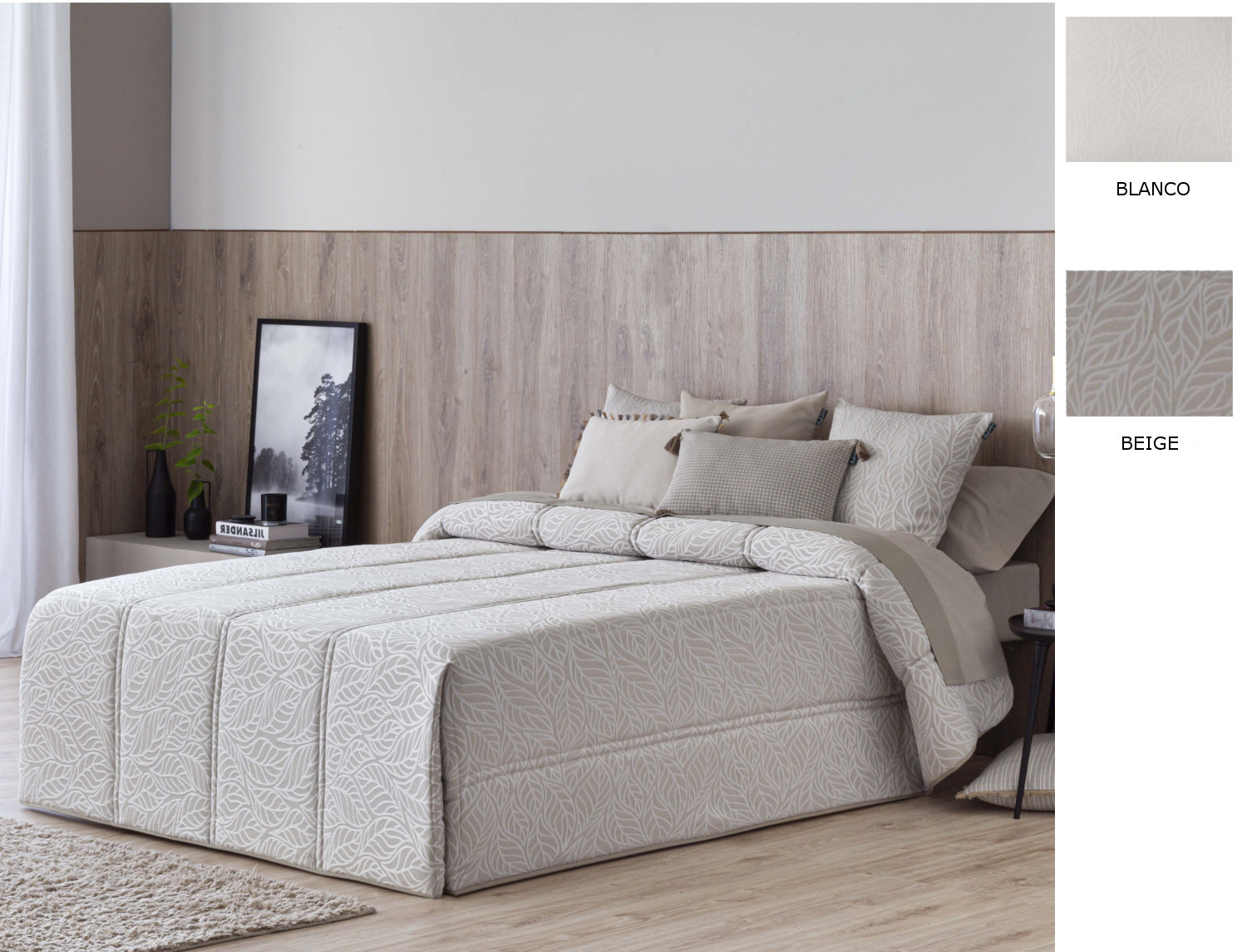 Confecciones Paula Edredón Conforter Pique Pedraza color Beige o Blanco