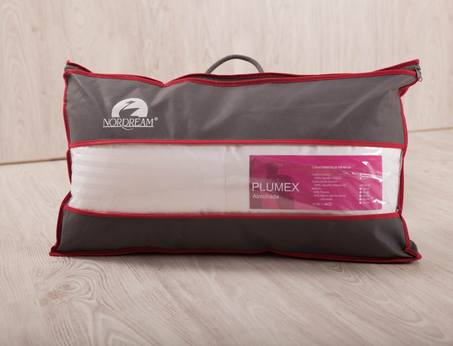 Nordream Almohada plumón y poliéster Plumex. 1 funda. Densidad Media-Alta